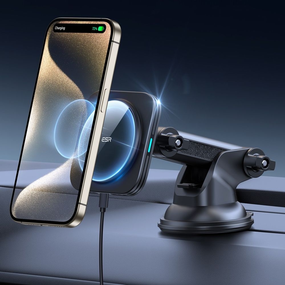 ESR HaloLock Qi2 MagSafe magnetický držiak na palubnú dosku s bezdrôtovým nabíjaním 15W - čierny