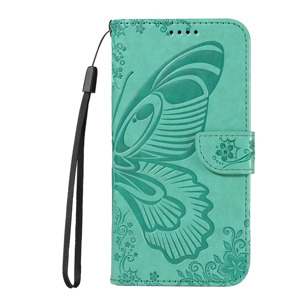 Floral Butterfly knižkové púzdro na iPhone 17 - modrozelené
