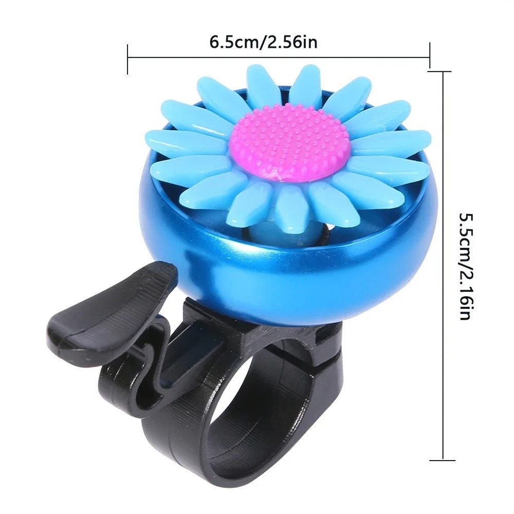 Detský zvonček na bicykel s motívom kvety - modrý