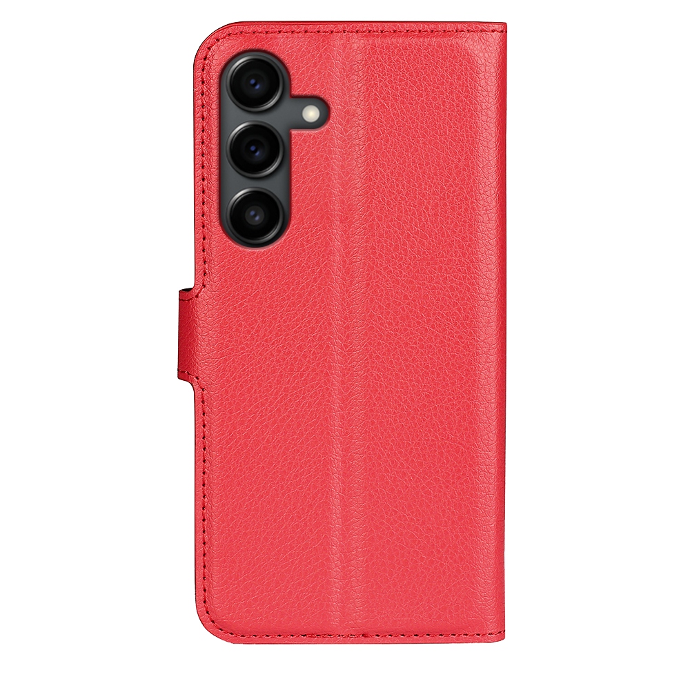 Litchi knižkové púzdro na Samsung Galaxy S25 FE - červené