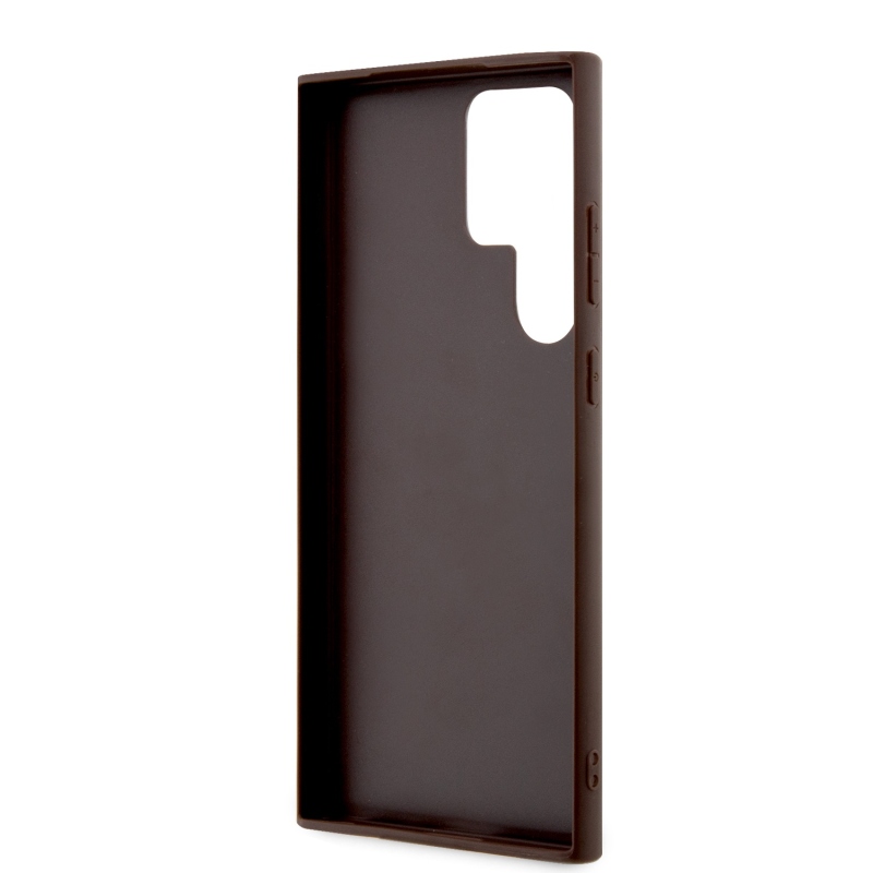 Guess PU 4G Metal Logo Zadný Kryt pre Samsung Galaxy S24 Ultra Brown