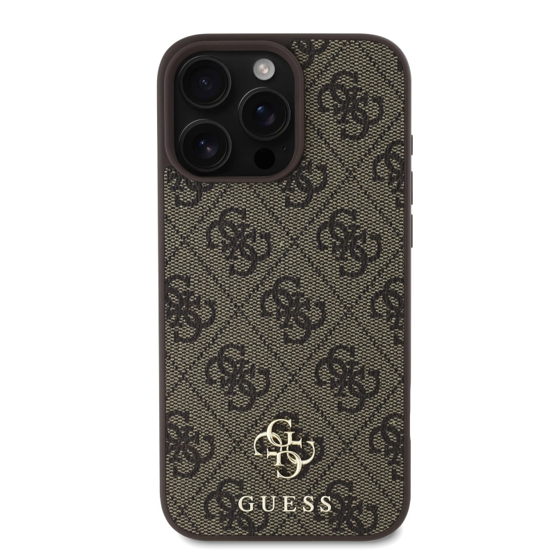 Guess PU 4G Small Metal Logo MagSafe Zadný Kryt pre iPhone 16 Pro Brown