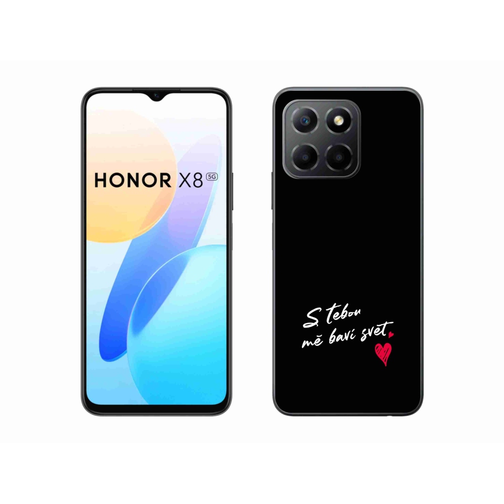 Gélový kryt mmCase na Honor X8 5G/Honor 70 Lite 5G - zamilovaný text 1 čierne pozadie