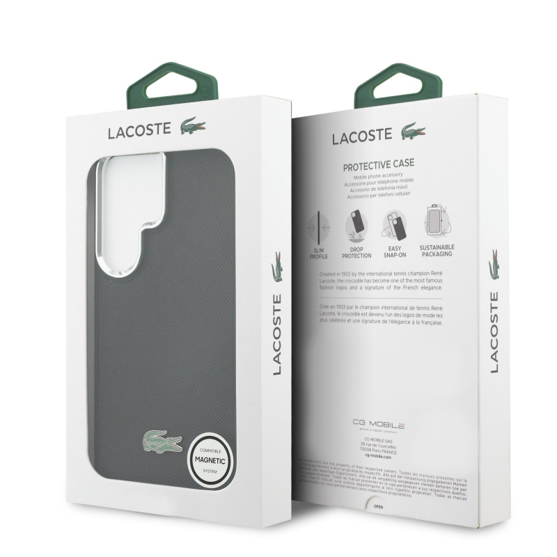 Lacoste Petit Pique Metal Logo Magnetic Back Cover pre Samsung Galaxy S26 Ultra Black