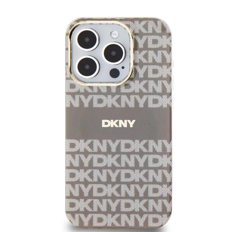 DKNY PC/TPU Repeat Pattern Tonal Stripe Magsafe Zadný Kryt pre iPhone 13 Pro Max Beige