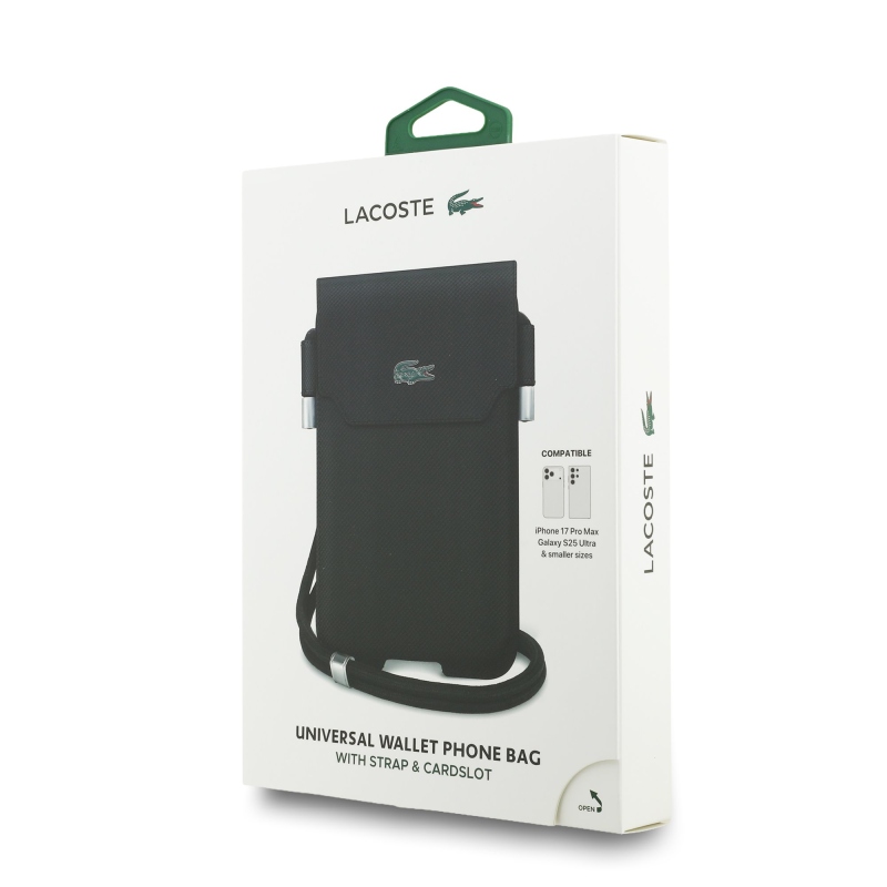 Lacoste PVC Iconic Petit Pique Metal Logo Vrecko na Telefón XL Black