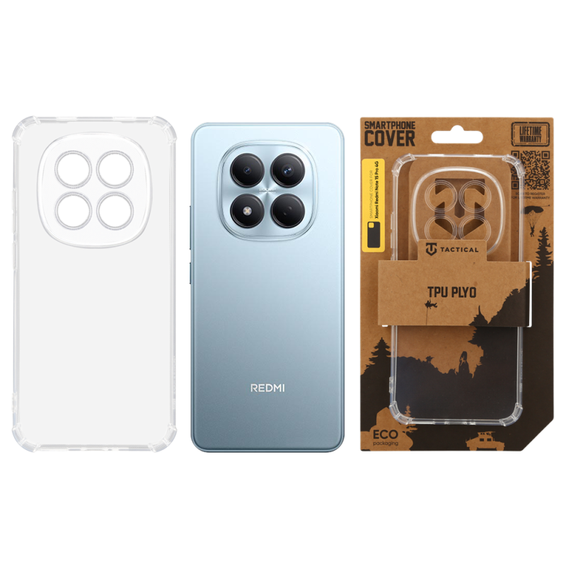 Taktický kryt TPU Plyo pre Xiaomi Redmi Note 15 Pro 4G Transparent