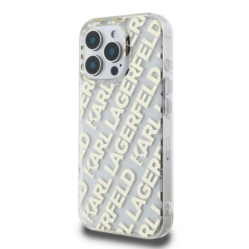 Karl Lagerfeld IML Electroplated Repeated Logo Zadný Kryt pre iPhone 16 Pro Gold