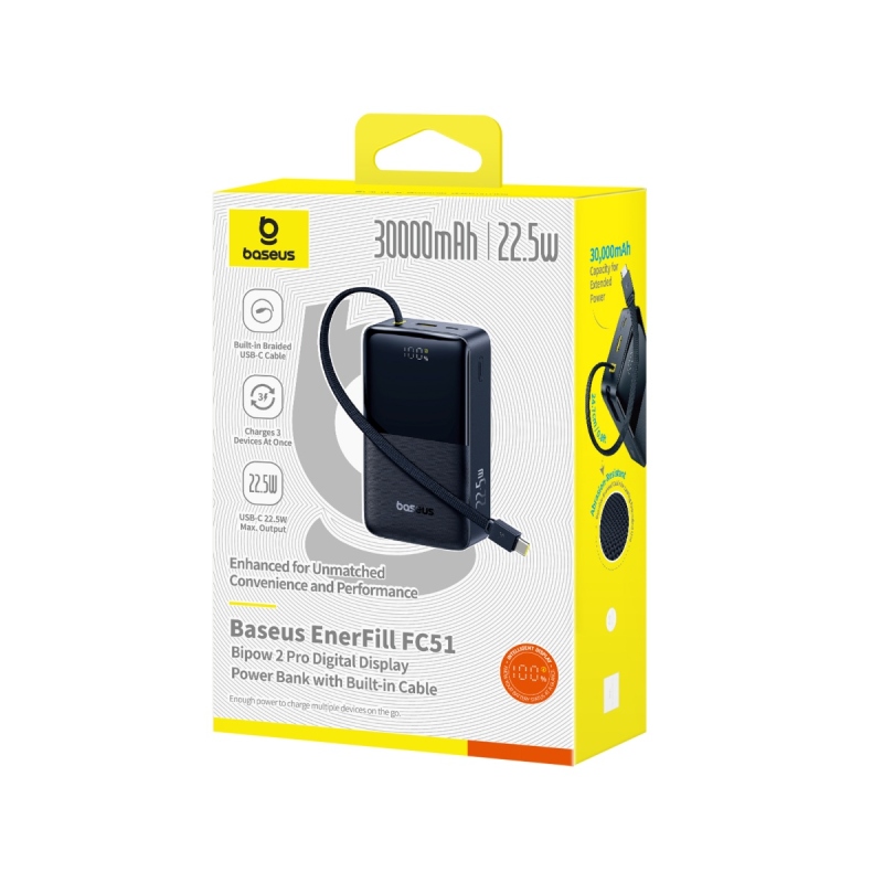 Powerbanka Baseus EnerFill FC51 Bipow 2 Pro 22,5 W, 30 000 mAh, Cosmic Black