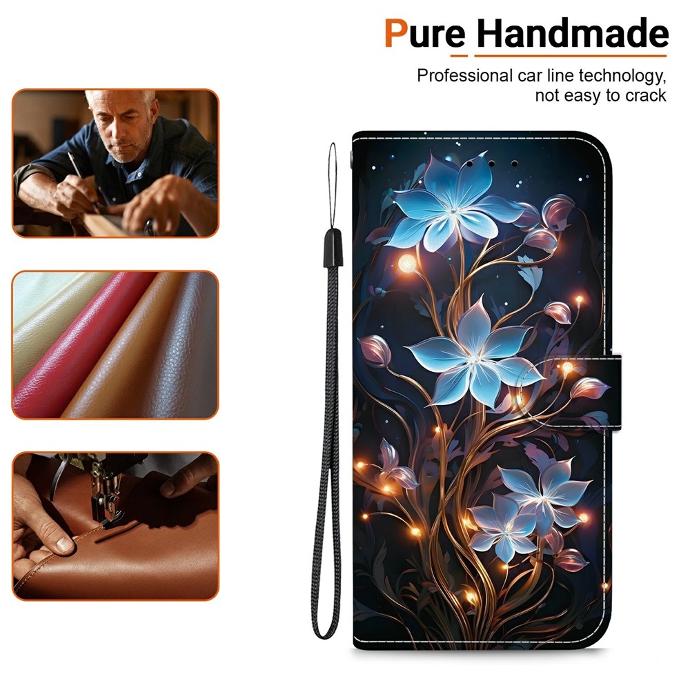 Versatile knižkové púzdro na Xiaomi Redmi 15 4G (171mm) - modré kvety