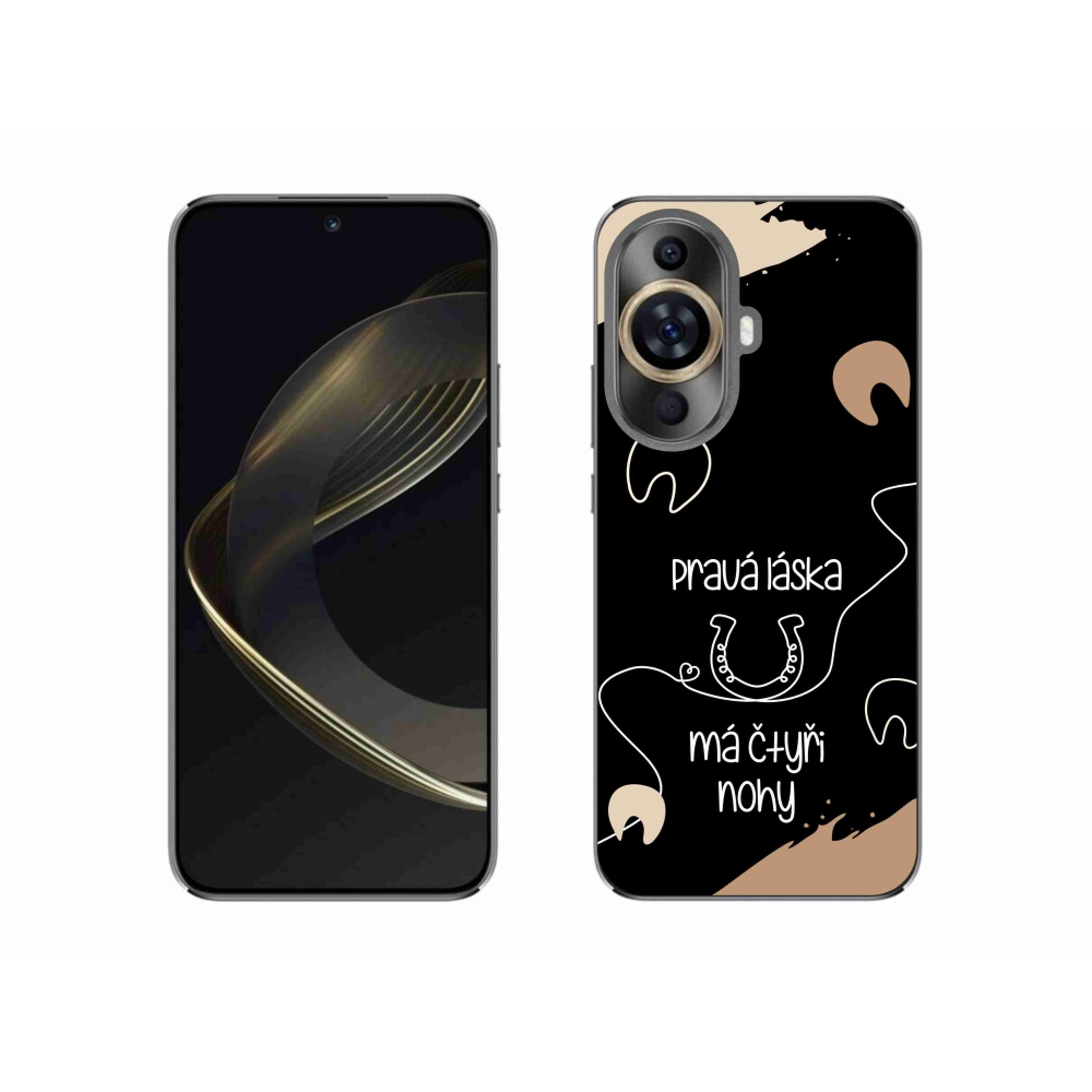 Gélový kryt mmCase na Huawei Nova 11 - konský motív čierne pozadie