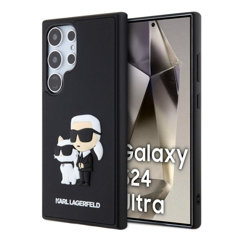 Karl Lagerfeld 3D gumový zadný kryt Karl and Choupette pre Samsung Galaxy S24 Ultra Black