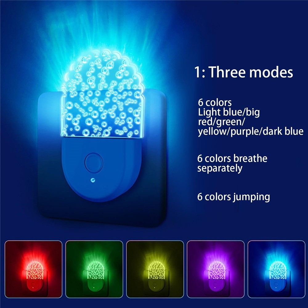 Detské nočné LED svetlo do zásuvky so senzorom - bubliny