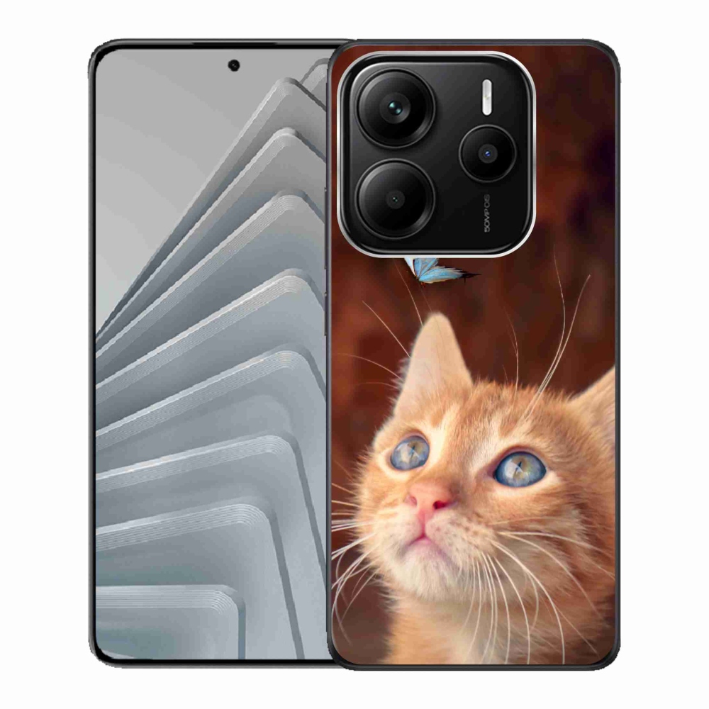 Gélový kryt mmCase na Xiaomi Redmi Note 14 5G - motýľ a kotě