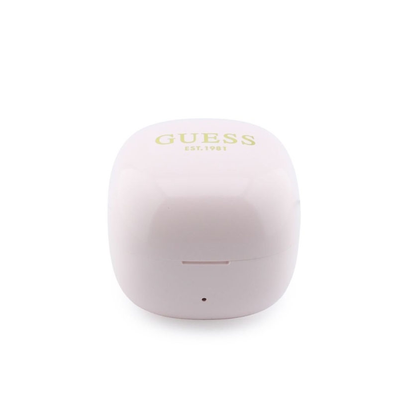 Bezdrôtové slúchadlá Guess Mini Classic Logo OWS v ružovej farbe