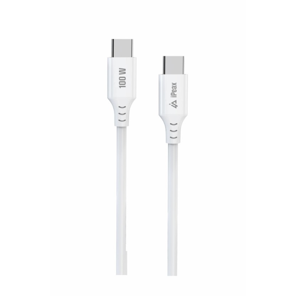 iPEAX TPU kábel USB-C/USB-C, 1,5 m, 5A, 100W - biely
