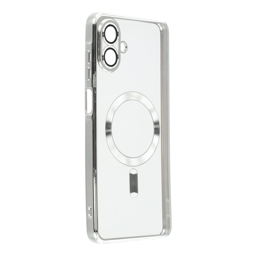 Clear obal s ochranou fotoaparátu a podporou MagSafe na Samsung Galaxy A07 4G - strieborný