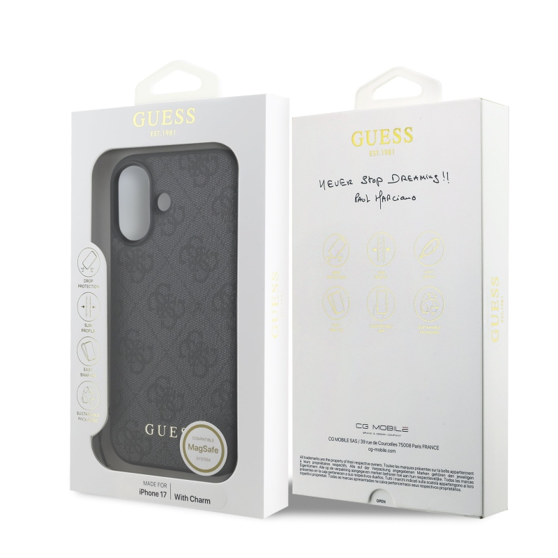 Guess 4G Charm Zadný Kryt pre iPhone 17 Tone on Tone Grey
