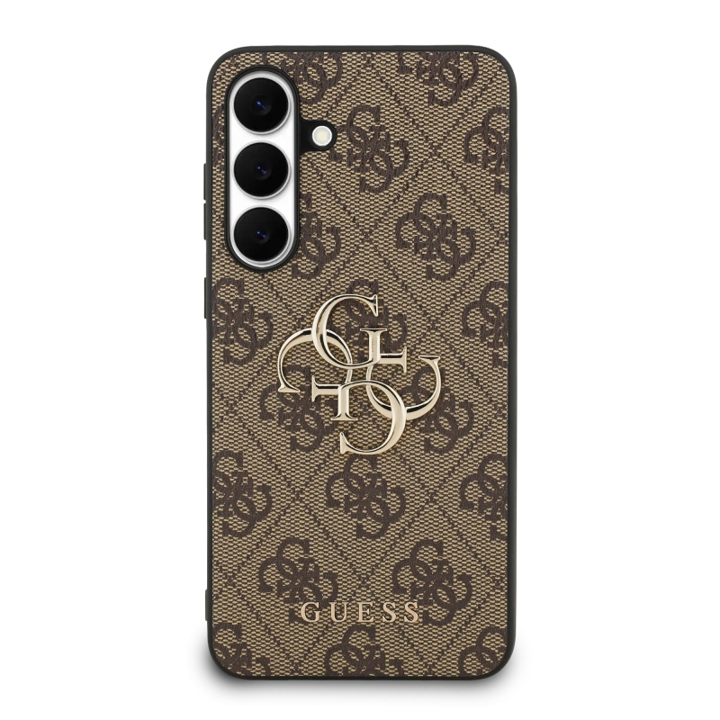 Guess PU 4G Metal Logo Zadný Kryt pre Samsung Galaxy S25 FE Brown