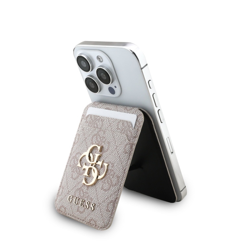 Guess 4G Metal Logo MagSafe Cardslot Peňaženka so Stojanom Pink