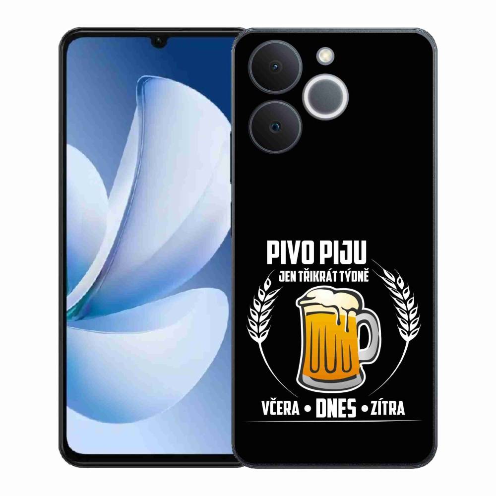 Gélový kryt mmCase na Realme Note 70T - pivný motív čierne pozadie