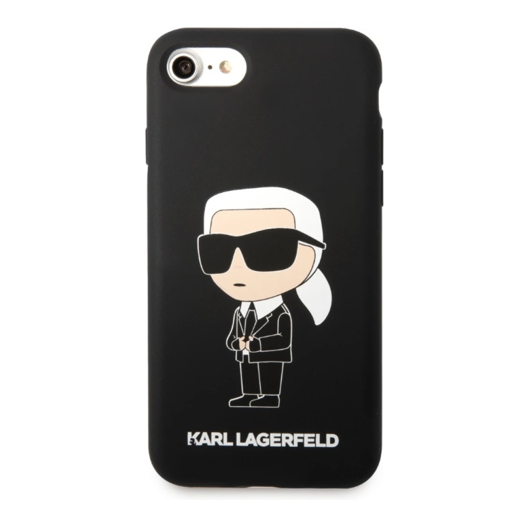 Karl Lagerfeld Liquid Silicone Ikonik NFT kryt iPhone 7/8/SE (2020/2022) čierny