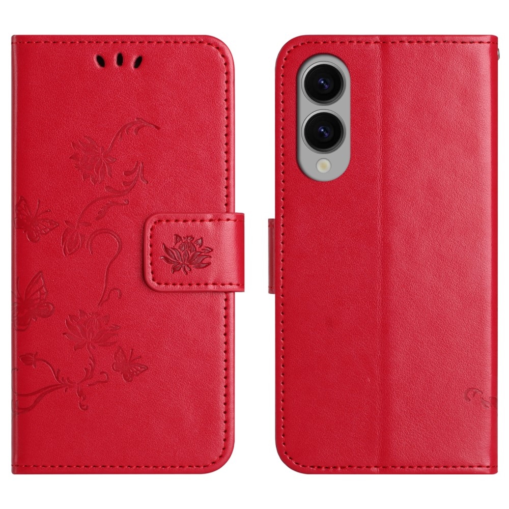 Flower knižkové púzdro na Samsung Galaxy S25 Edge - červené