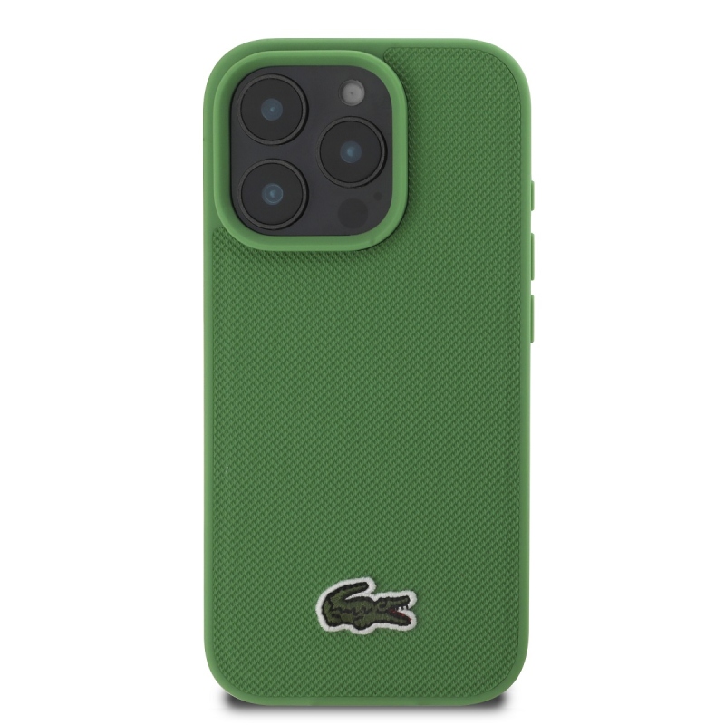 Lacoste Iconic Petit Pique Woven Logo MagSafe Zadný Kryt pre iPhone 16 Pro Green