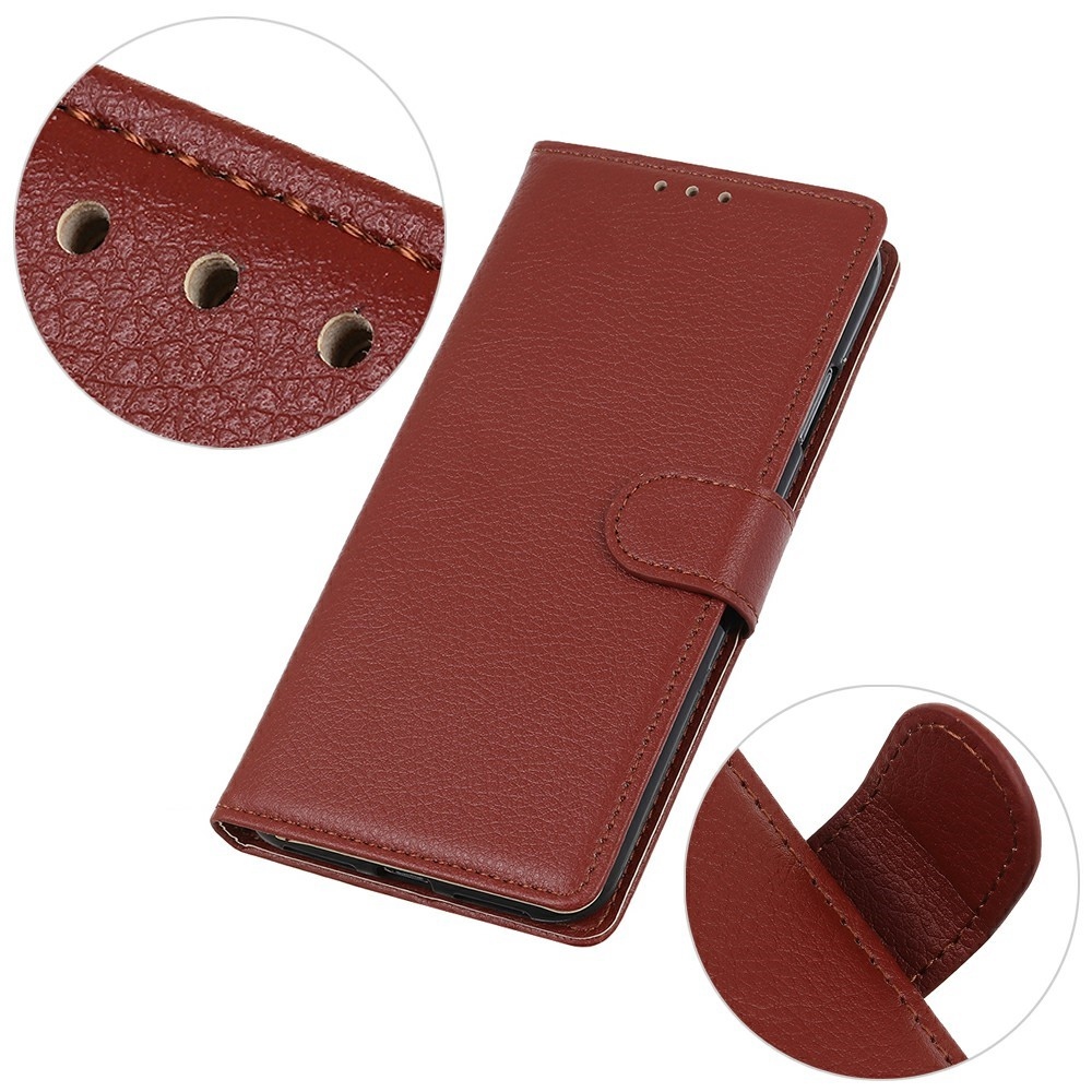 Litchie knižkové púzdro na Xiaomi Redmi 15C 4G/5G (173mm) - hnedé