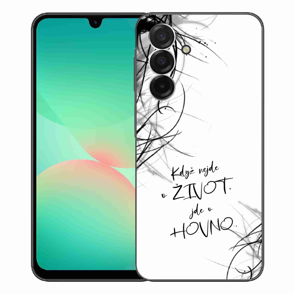 Gélový kryt mmCase na Samsung Galaxy A26 5G - vtipný text 16 biele pozadie