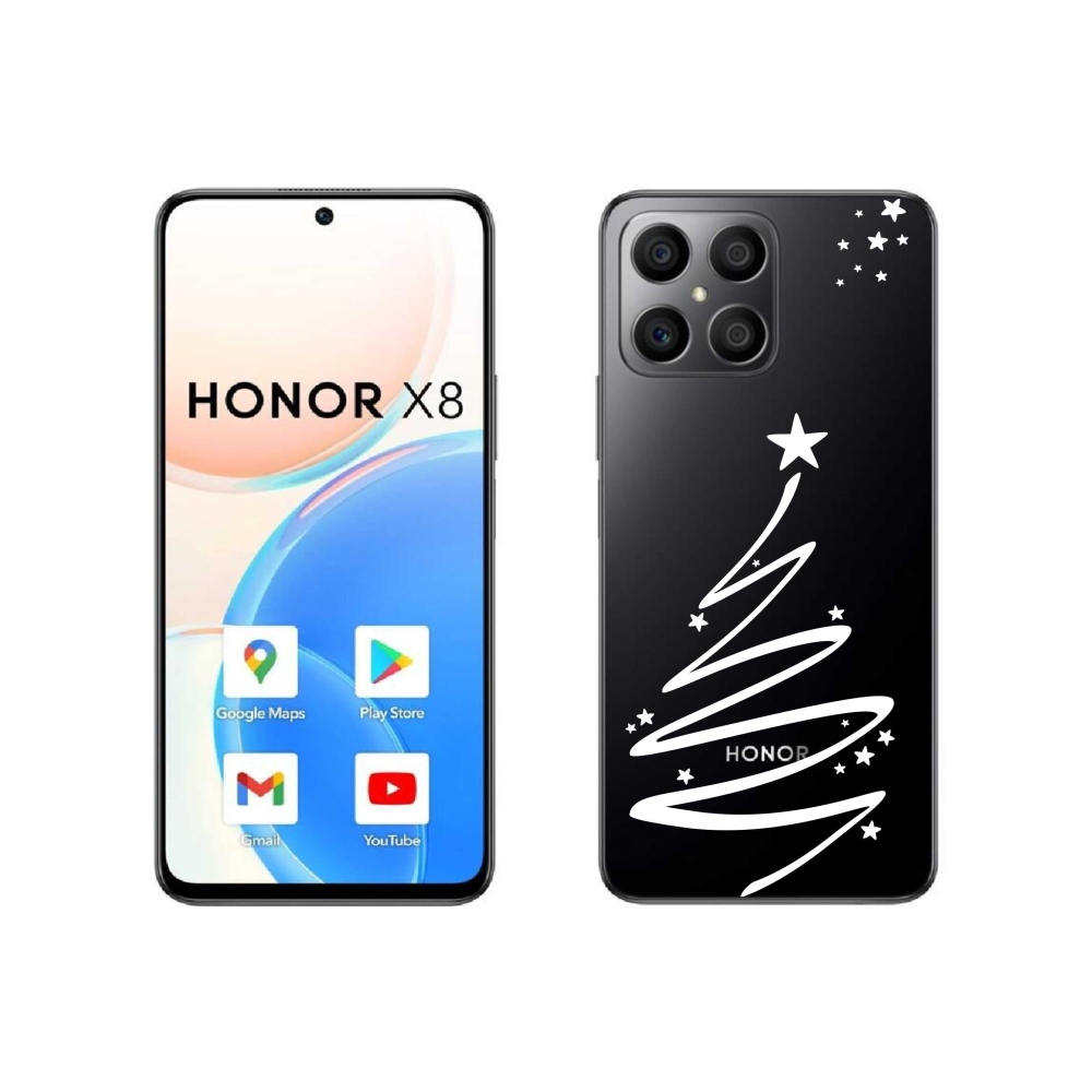 Gélový kryt mmCase na Honor X8 4G - biely stromček na priehľadnom pozadí