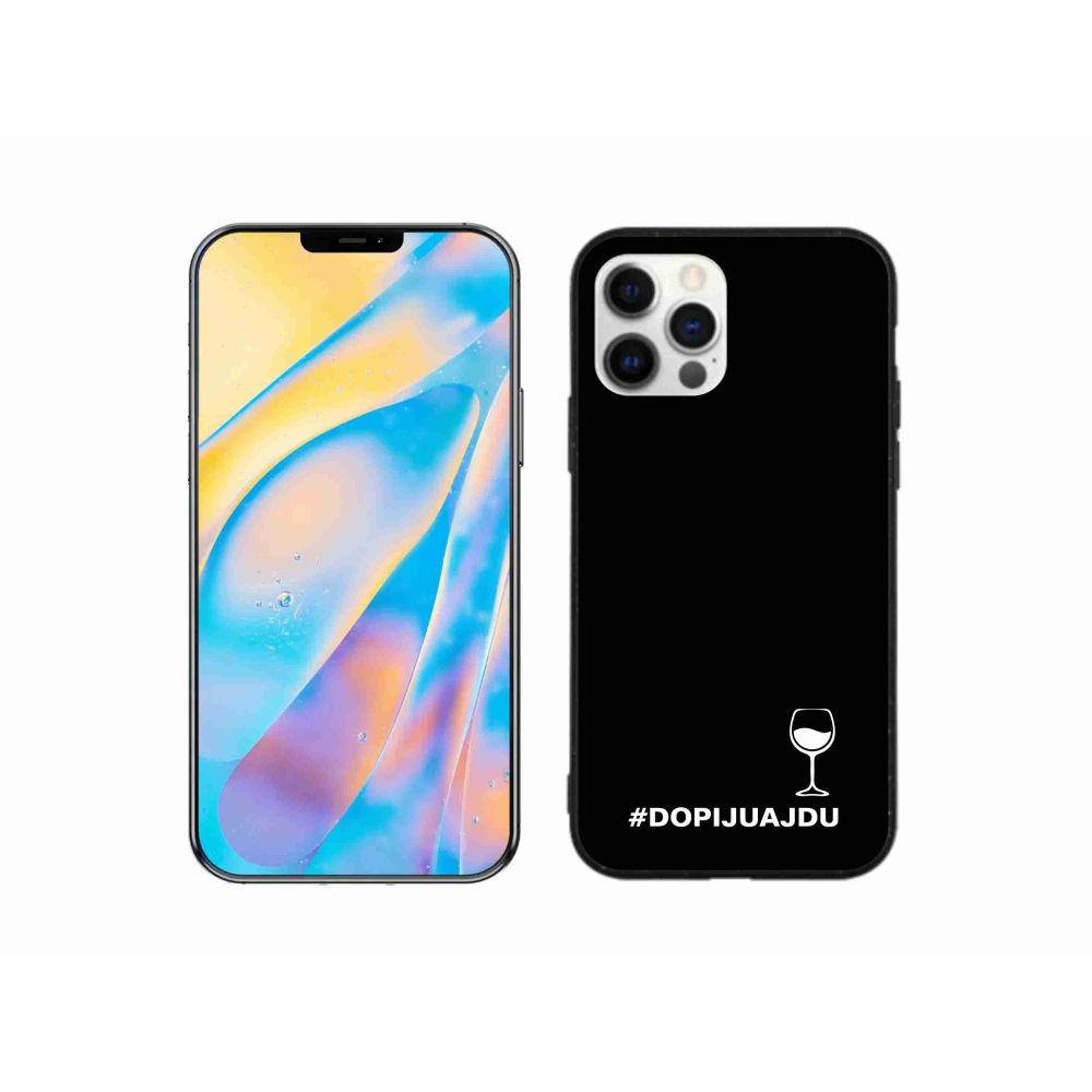 Gélový kryt mmCase na iPhone 12 - vínny motív čierne pozadie