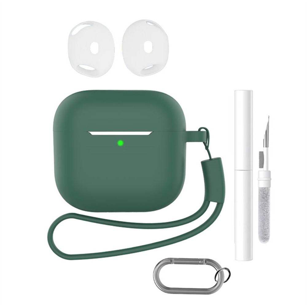 Set silikónový obal na Apple AirPods 4 s čistiacou sadou - zelený