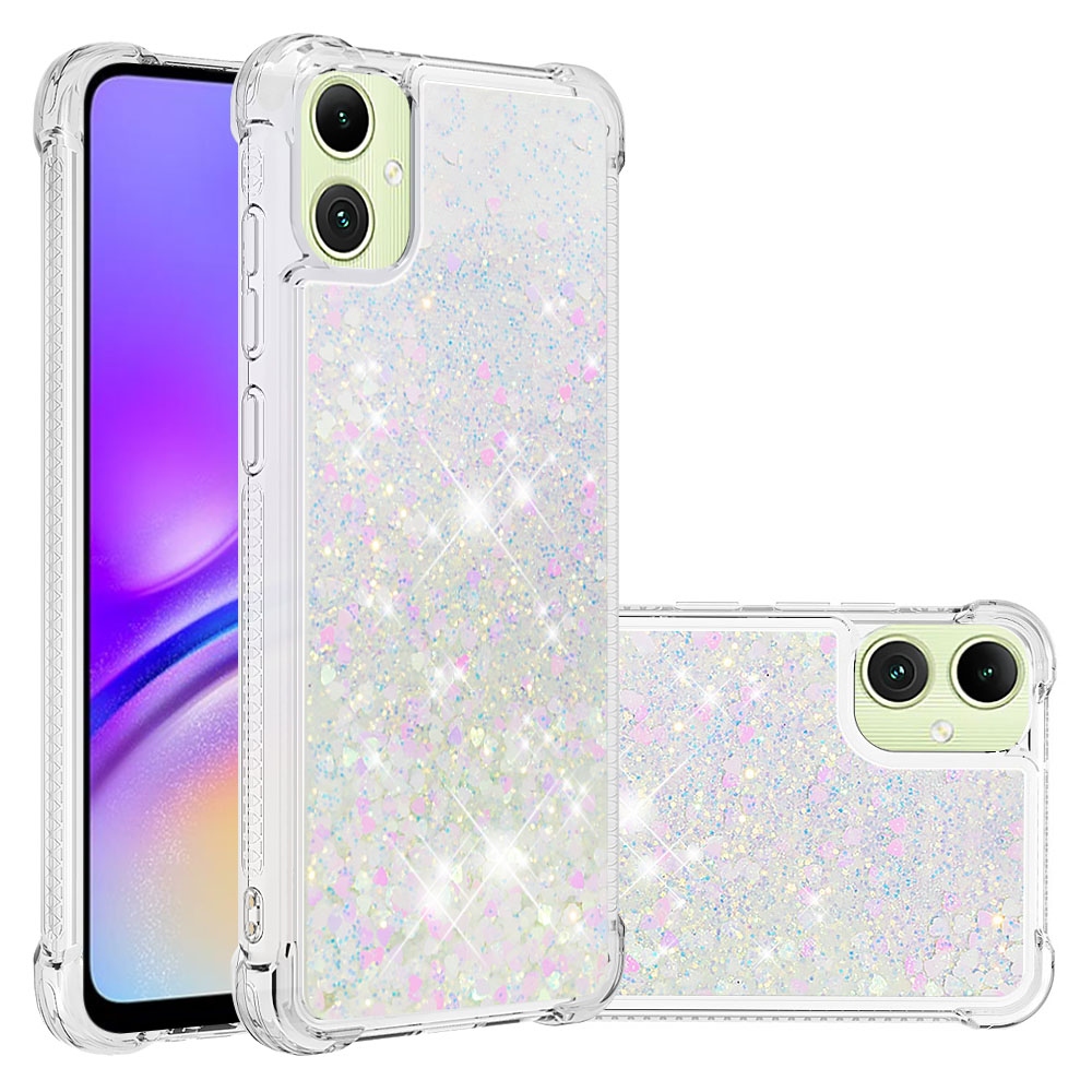Glitter presýpací gélový obal na Samsung Galaxy A07 4G - ružovo strieborný/srdiečka