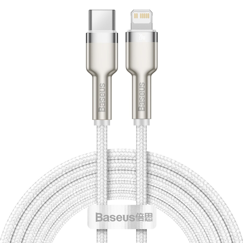 Baseus Cafule Metal Series Dátový Kábel USB-C - Lighting 20W 2m White