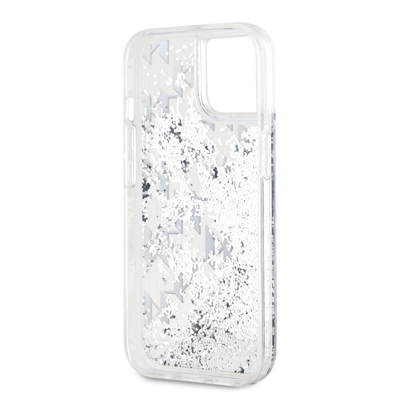 Karl Lagerfeld Liquid Glitter Monogram Gradient Zadný Kryt pre iPhone 15 White