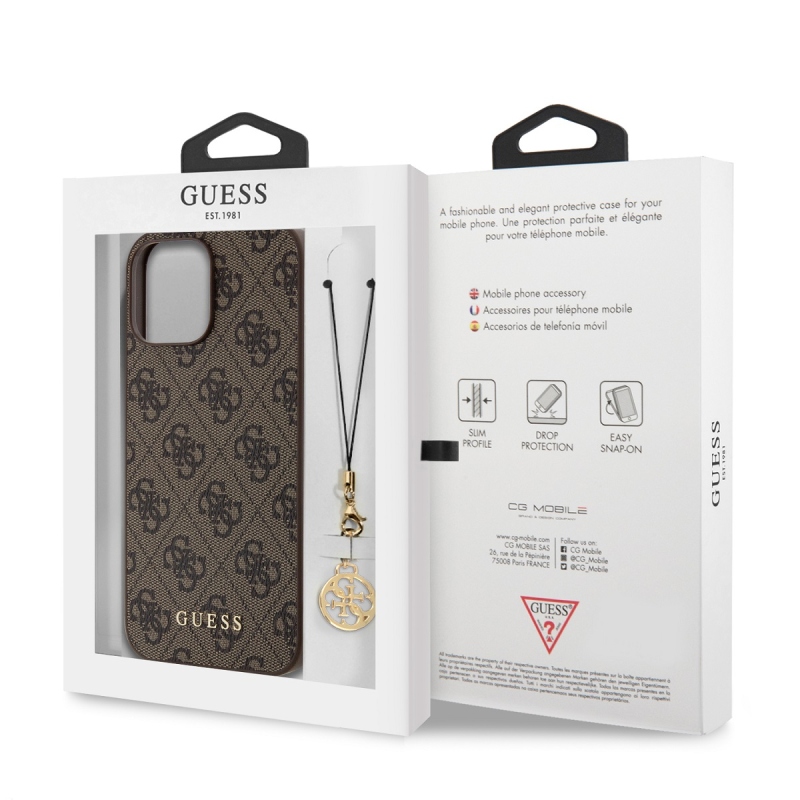 Guess 4G Charm Zadný Kryt pre iPhone 13 Pro Max Tone on Tone Brown