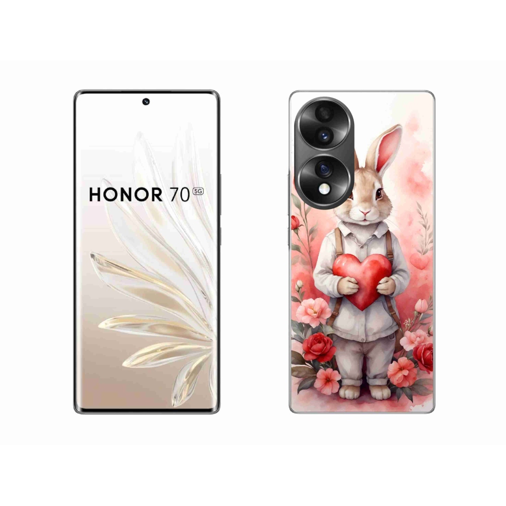 Gélový kryt mmCase na Honor 70 - zajac so srdiečkom