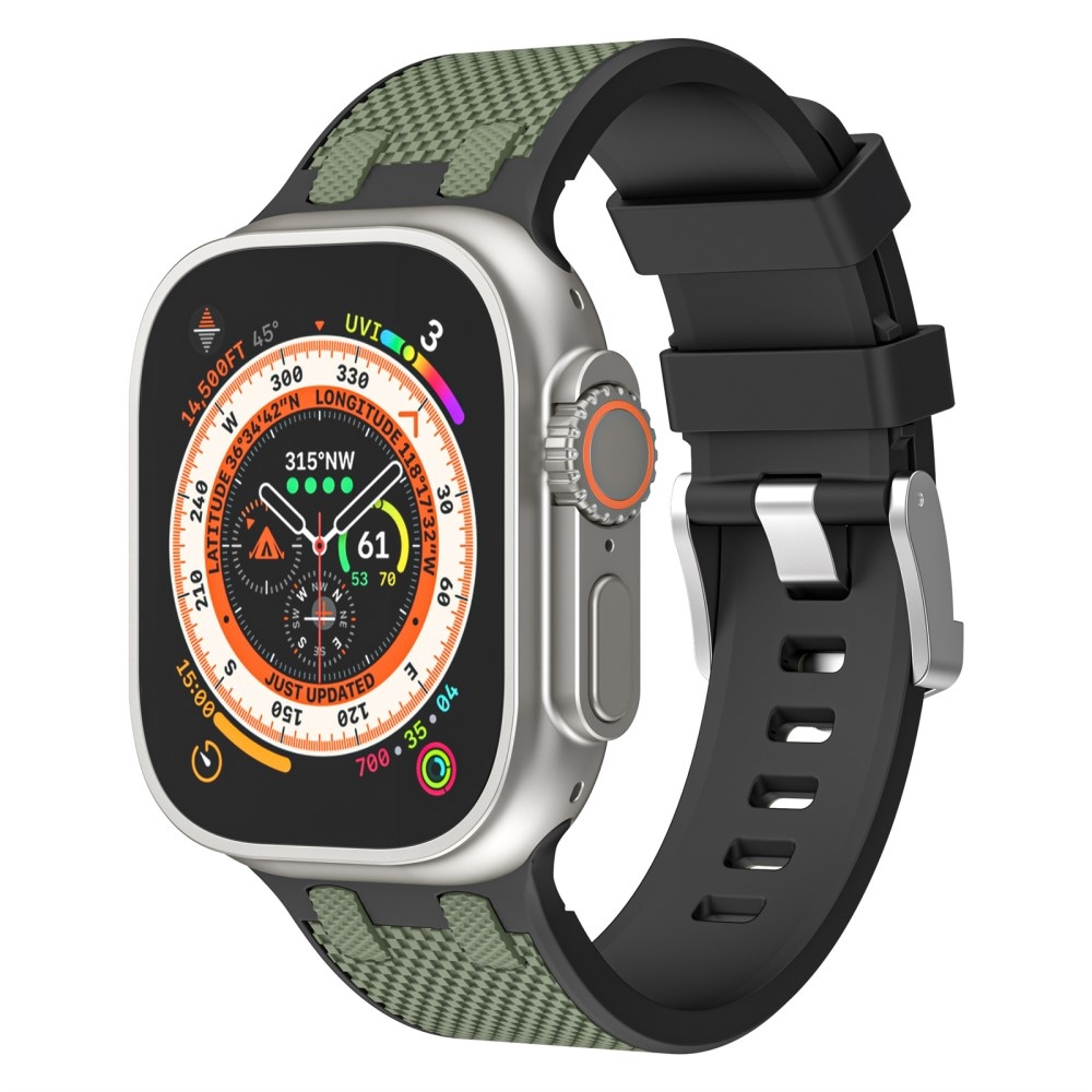 Sports silikónový remienok na Apple Watch Ultra/Ultra 2 49mm/SE/SE 2022/2023 44mm/9/8/7 45mm/6/5/4 44mm/3/2/1 42 mm - čierny/tmavozelený