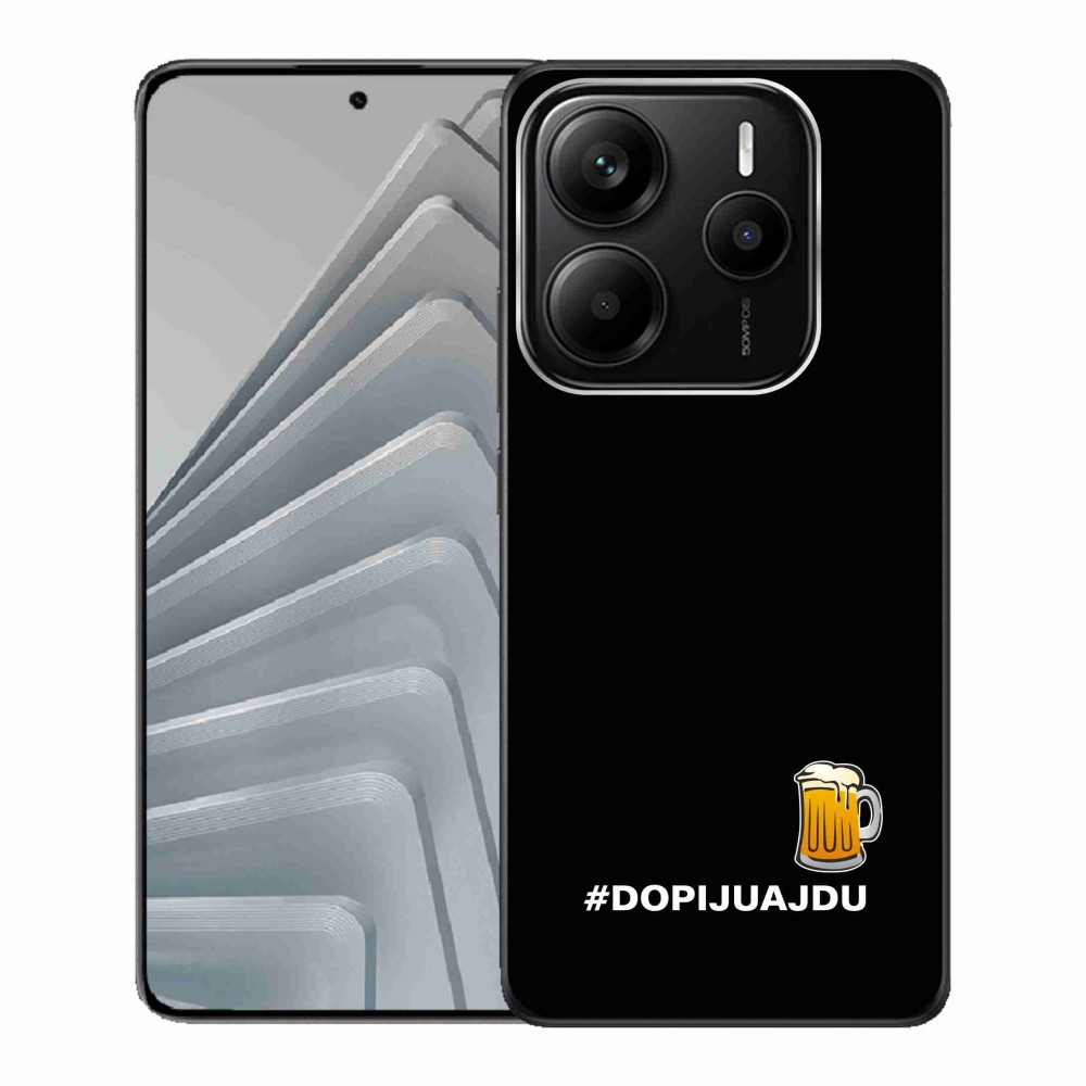 Gélový kryt mmCase na Xiaomi Redmi Note 14 5G - pivný motív 1 čierne pozadie
