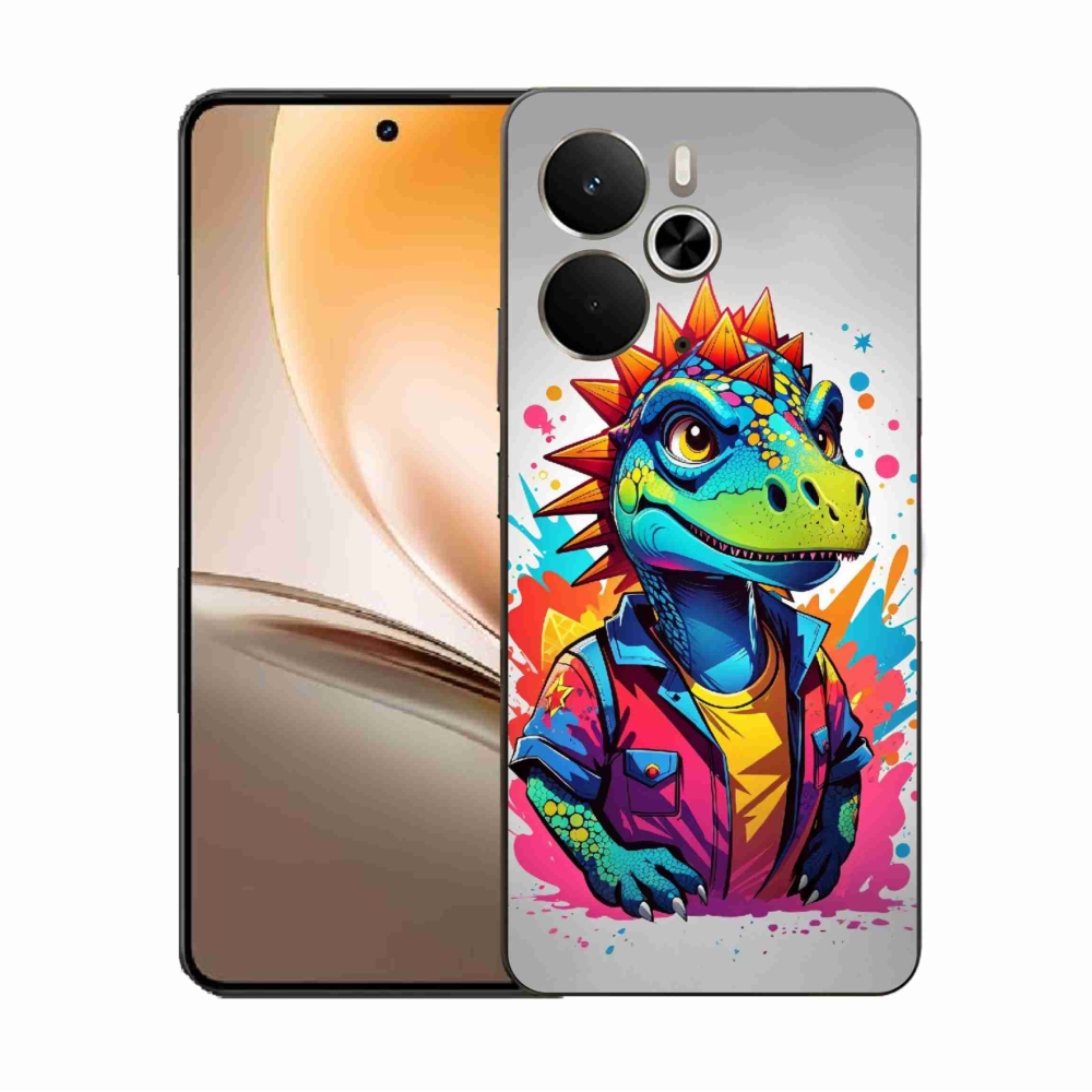 Gélový kryt mmCase na Realme 14 5G - farebný dinosaurus