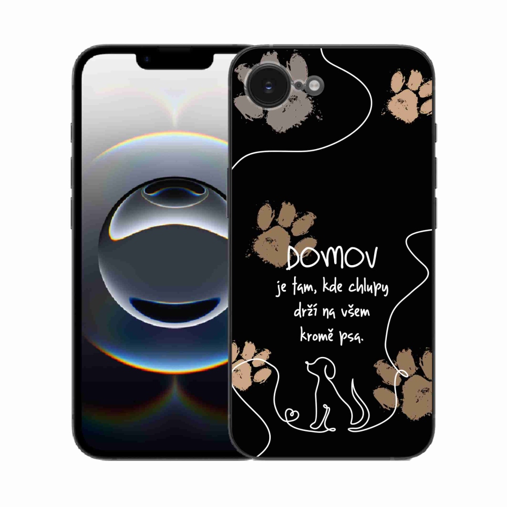 Gélový kryt mmCase na iPhone 16e - psí motív čierne pozadie