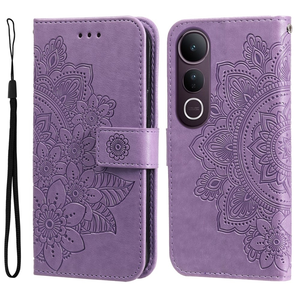 Mandala knižkové púzdro na Vivo V50 Lite 4G/5G - fialové