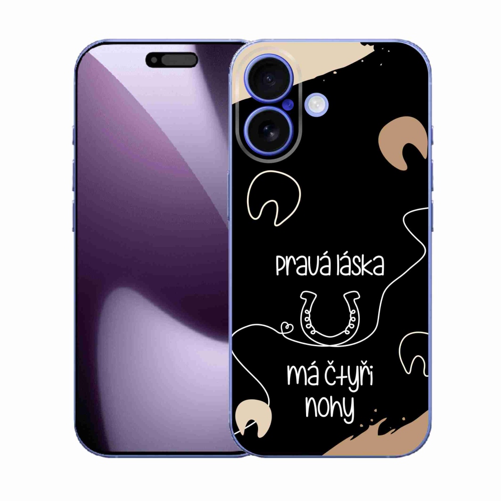 Gélový kryt mmCase na iPhone 17 - konský motív čierne pozadie