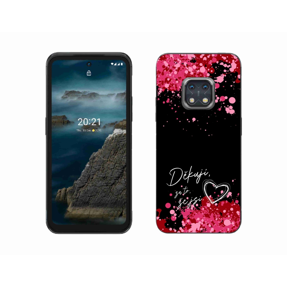Gélový kryt mmCase na Nokia XR20 - zamilovaný text 2 čierne pozadie