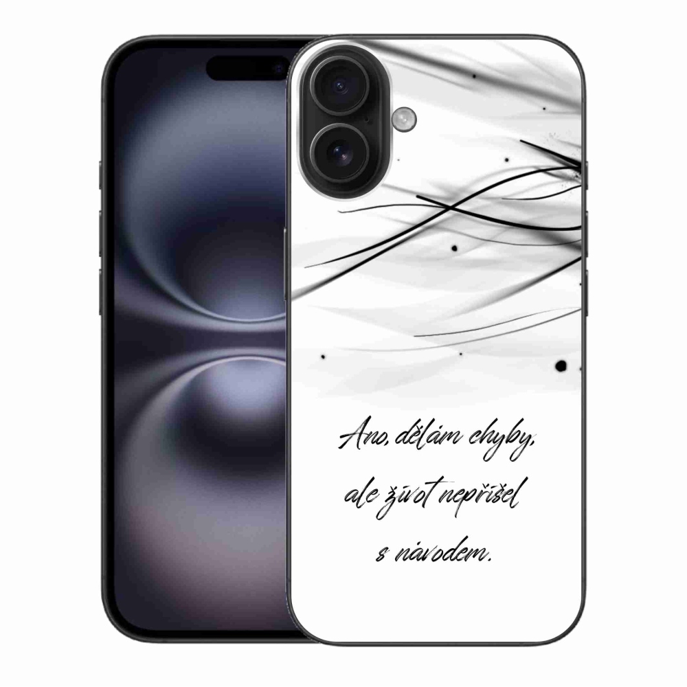 Gélový kryt mmCase na iPhone 16 Plus - citát biele pozadie