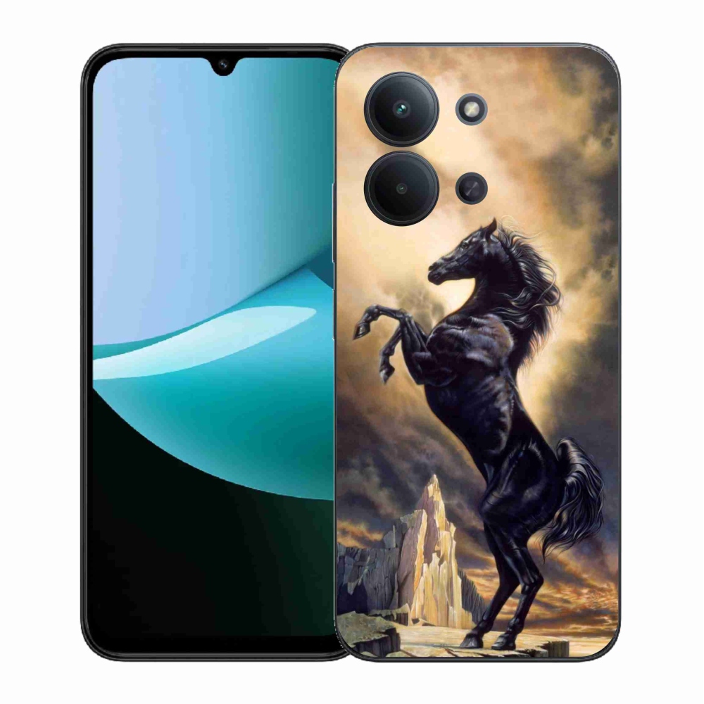 Gélový kryt mmCase na Xiaomi Redmi 15C 4G (171mm)/Poco C85 4G (171mm) - čierny kreslený kôň