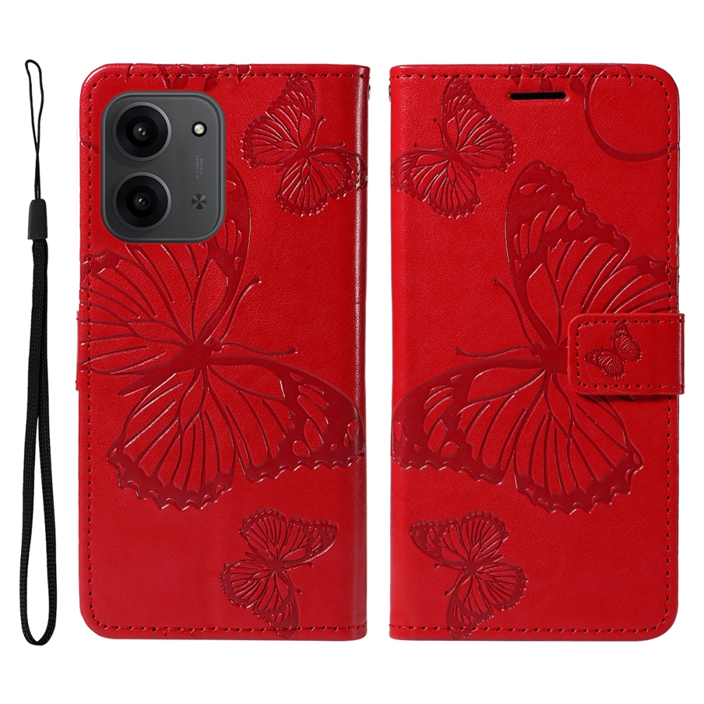 Big Butterfly knižkové púzdro na Xiaomi Redmi 15C 4G/5G (173mm) - červené