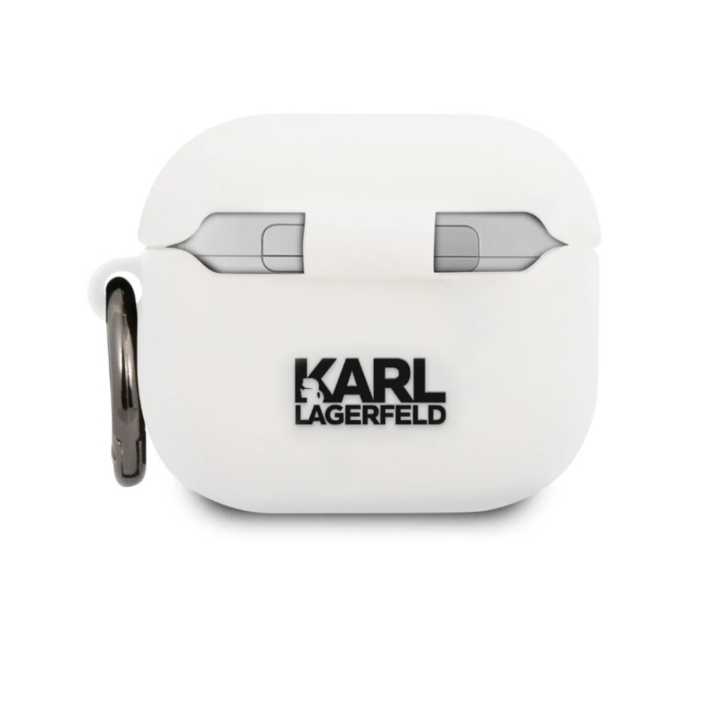 Karl Lagerfeld Rue St Guillaume silikónové púzdro pre Airpods 3 biele