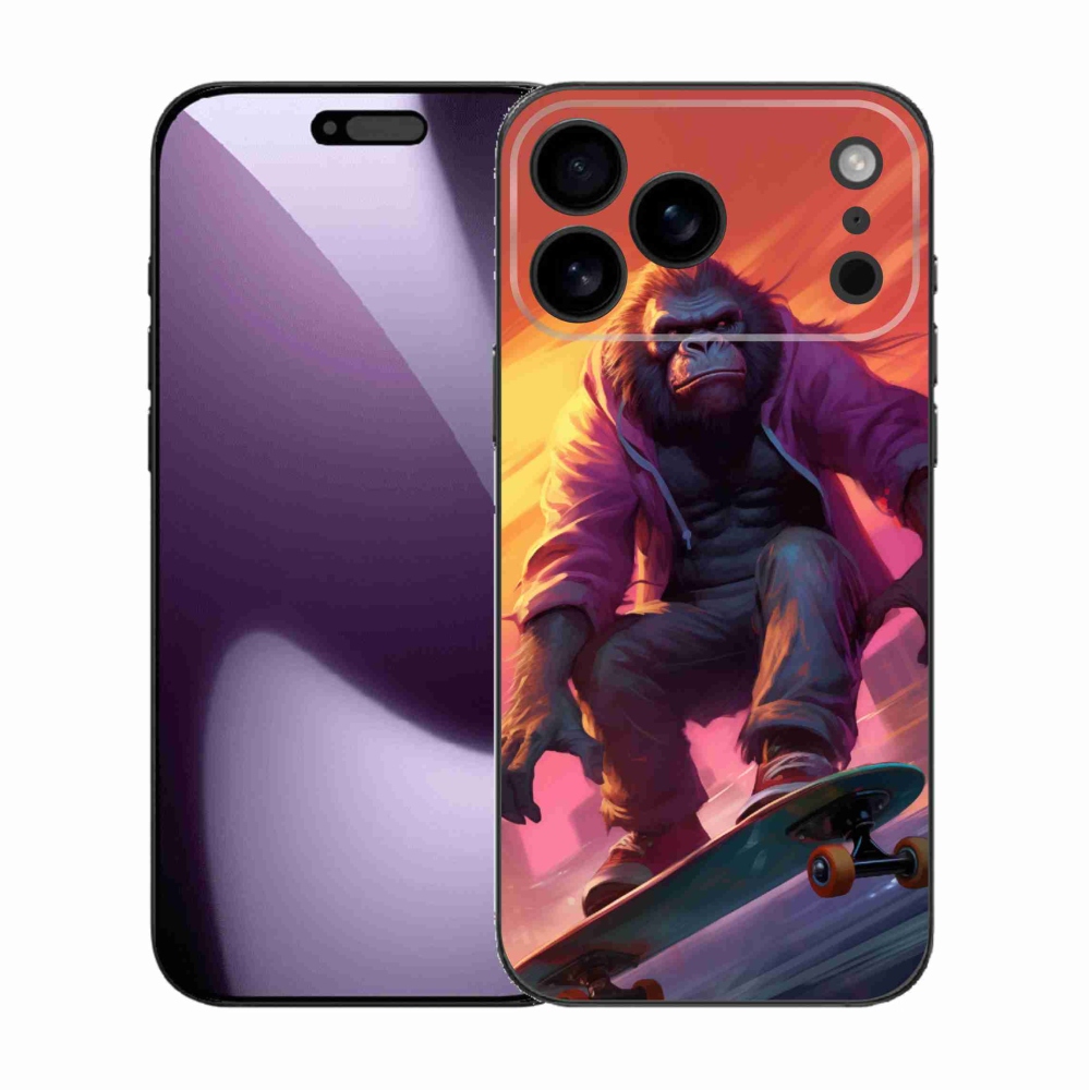 Gélový kryt mmCase na iPhone 17 Pro Max - gorila na skateboarde